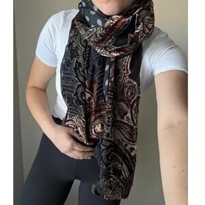 Cynthia Rowley Velvet burnout Paisley Polkadot Scarf whimsygoth funky 90s fairy